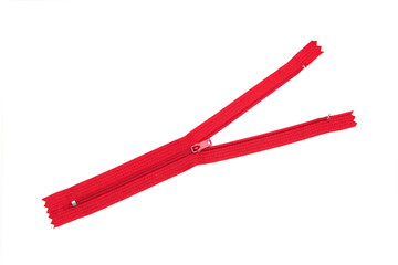 red zipper on white background
