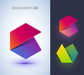 Set of abstract letter C collection. Can be used for corporate identity, application icon, beauty salon logotype, different logo sign designs. Origami paper style