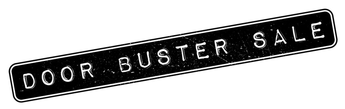 Door Buster Sale rubber stamp. Grunge design with dust scratches. Effects can be easily removed for a clean, crisp look. Color is easily changed.