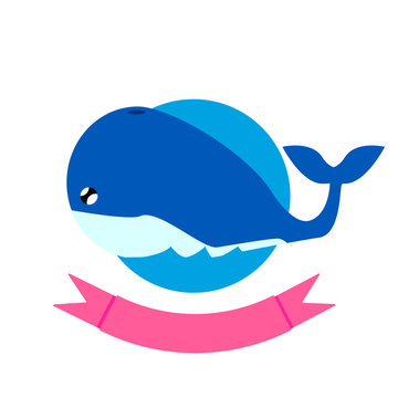 vector illustration of cute whale