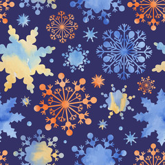 Snowflakes with a watercolor texture.  - 130697611