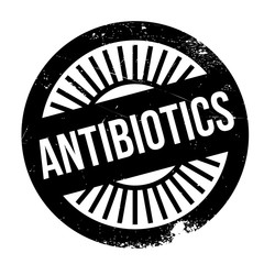 Antibiotics stamp. Grunge design with dust scratches. Effects can be easily removed for a clean, crisp look. Color is easily changed.