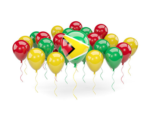 Flag Of Guyana With Balloons