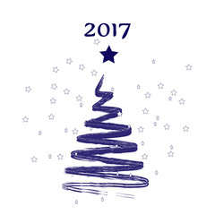 Christmas tree. Vector illustration. Greeting card. New Year 2017.