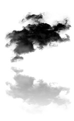 Dark cloud and its reflection over white background