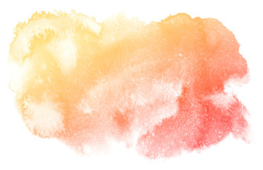 Abstract red watercolor on white background.The color splashing on the paper.It is a hand drawn.