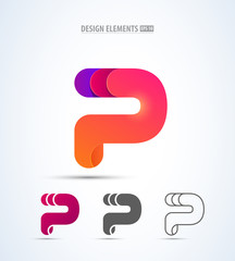 Abstract vector letter p logo set