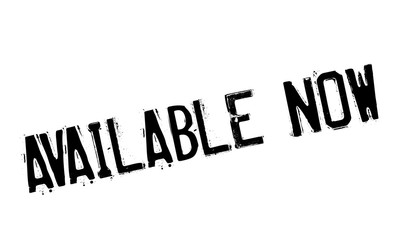 Available now stamp. Grunge design with dust scratches. Effects can be easily removed for a clean, crisp look. Color is easily changed.