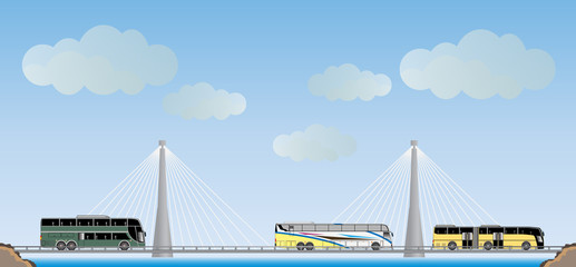 Two cable suspension Bridge with Nature  Landscape Background