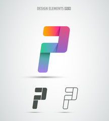 Stock Vector Illustration:
Vector letter P logo design elements. Corporate identity icon design. Simple and clean isolated on white. Origami paper shape. Application icon design template. Material