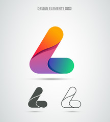 Vector letter L logo design elements. Corporate identity icon design. Simple and clean isolated on white. Origami paper shape. Application icon design template. Material design