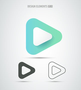 Vector abstract play icon design. Video player application logo icon design set. Line art.