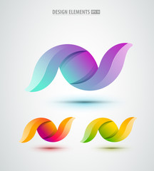 Naklejka premium Vector abstract design icons set. Glossy logo abstract shapes