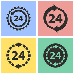 24 hour service icon set.