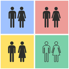 Man and Woman restroom icon set.