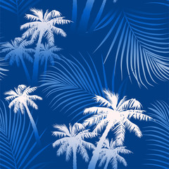 Fototapeta na wymiar Tropical summer palm trees seamless pattern
