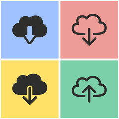 Cloud download icon set.