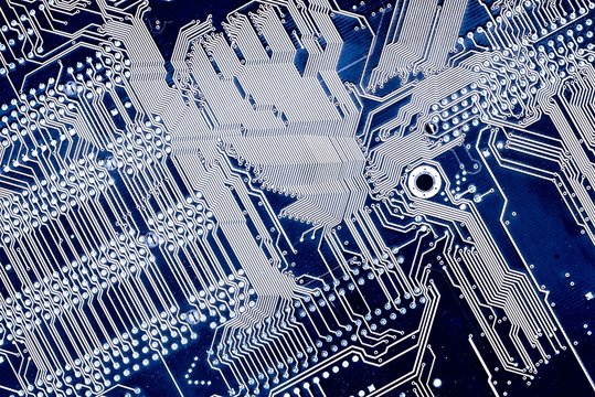 computer motherboard, dark blue with white silhouettes