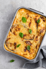 Moussaka. Traditional Greek eggplant casserole
