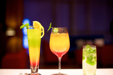 Various Cocktails in the bar