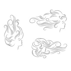 set girl hair line silhouette