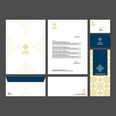 Branding identity template corporate company design. Set - business card, brochure, letter, envelope, poster, leaflet for hotel, resort, spa, luxury premium floral logo.