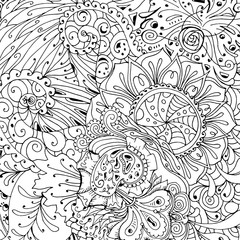 Coloring book page design with pattern. Mandala ethnic ornament. Isolated vector illustration in zentangle style.
