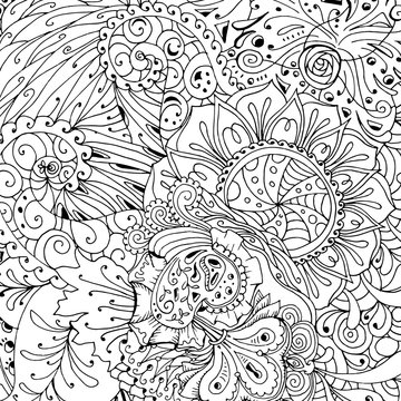 Coloring book page design with pattern. Mandala ethnic ornament. Isolated vector illustration in zentangle style.