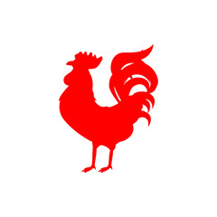 Red rooster silhouette
