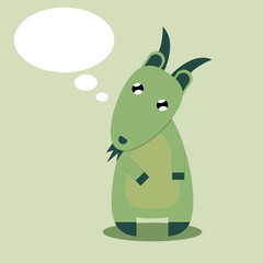 vector illustration of cute cartoon goat character design and speech bubble