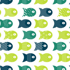 Fish seamless pattern for fabric textile design, pillows, wallpapers,cloth,bags,scrapbook paper. Vector illustration