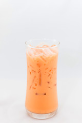 iced thai milk tea, isolated on white
