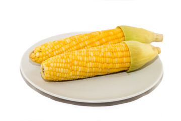 Corn on white background selective foucs