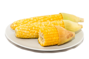 Corn on white background selective foucs