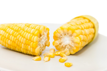 Corn on white background selective foucs
