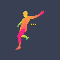 Fototapeta na wymiar Football player. 3D Model of Man. Sport Symbol. Design Element.