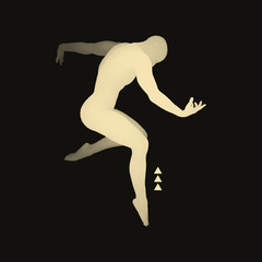 Silhouette of a Dancer. Sports Concept. 3D Model of Man.
