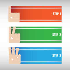 vector illustration of hand and progress step