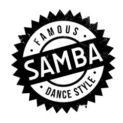 Famous dance style, samba stamp. Grunge design with dust scratches. Effects can be easily removed for a clean, crisp look. Color is easily changed.