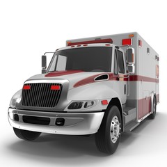 Obraz na płótnie Canvas Emergency ambulance car isolated on white. 3D Illustration