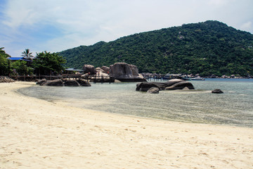 tropical beach with both in samui Thailand