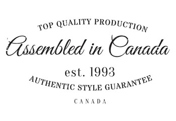 Assembled in Canada rubber stamp. Grunge design with dust scratches. Effects can be easily removed for a clean, crisp look. Color is easily changed.