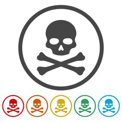 Crossbones and skull icons set 