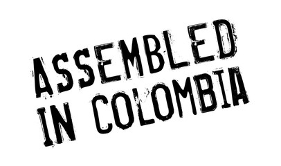 Assembled in Colombia rubber stamp. Grunge design with dust scratches. Effects can be easily removed for a clean, crisp look. Color is easily changed.