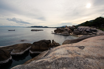 tropical beach with both in samui Thailand