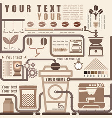 infographic of steps to making coffee in factory, illustrator vector