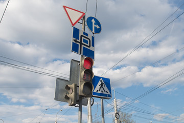 Road signs and traffic lights