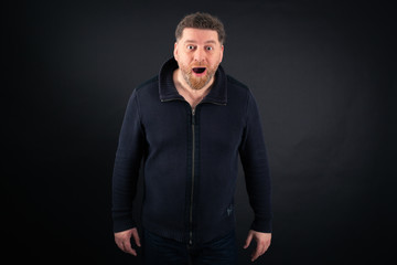 Fototapeta premium Handsome Man doing different expressions in different sets of clothes: surprise