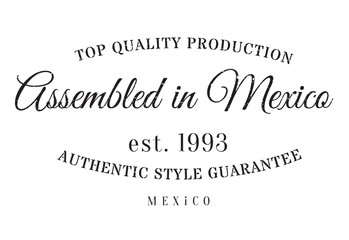 Assembled in Mexico rubber stamp. Grunge design with dust scratches. Effects can be easily removed for a clean, crisp look. Color is easily changed.