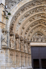 Fototapeta na wymiar Entrance of the gothic cathedral of Santa Maria in Castello d Empuries, Girona province, Catalonia, Spain